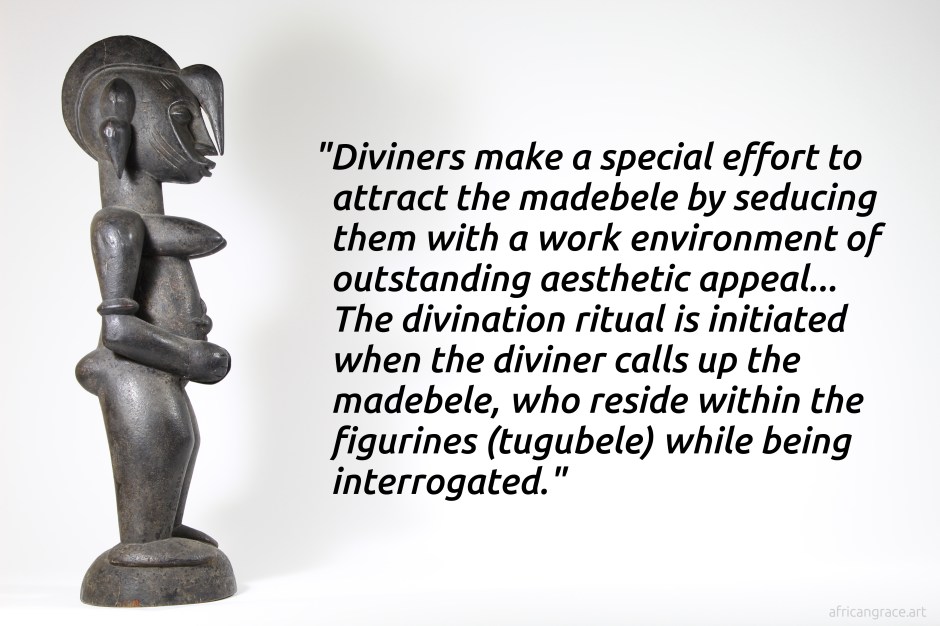 Senufo tugubele female figure with text: 