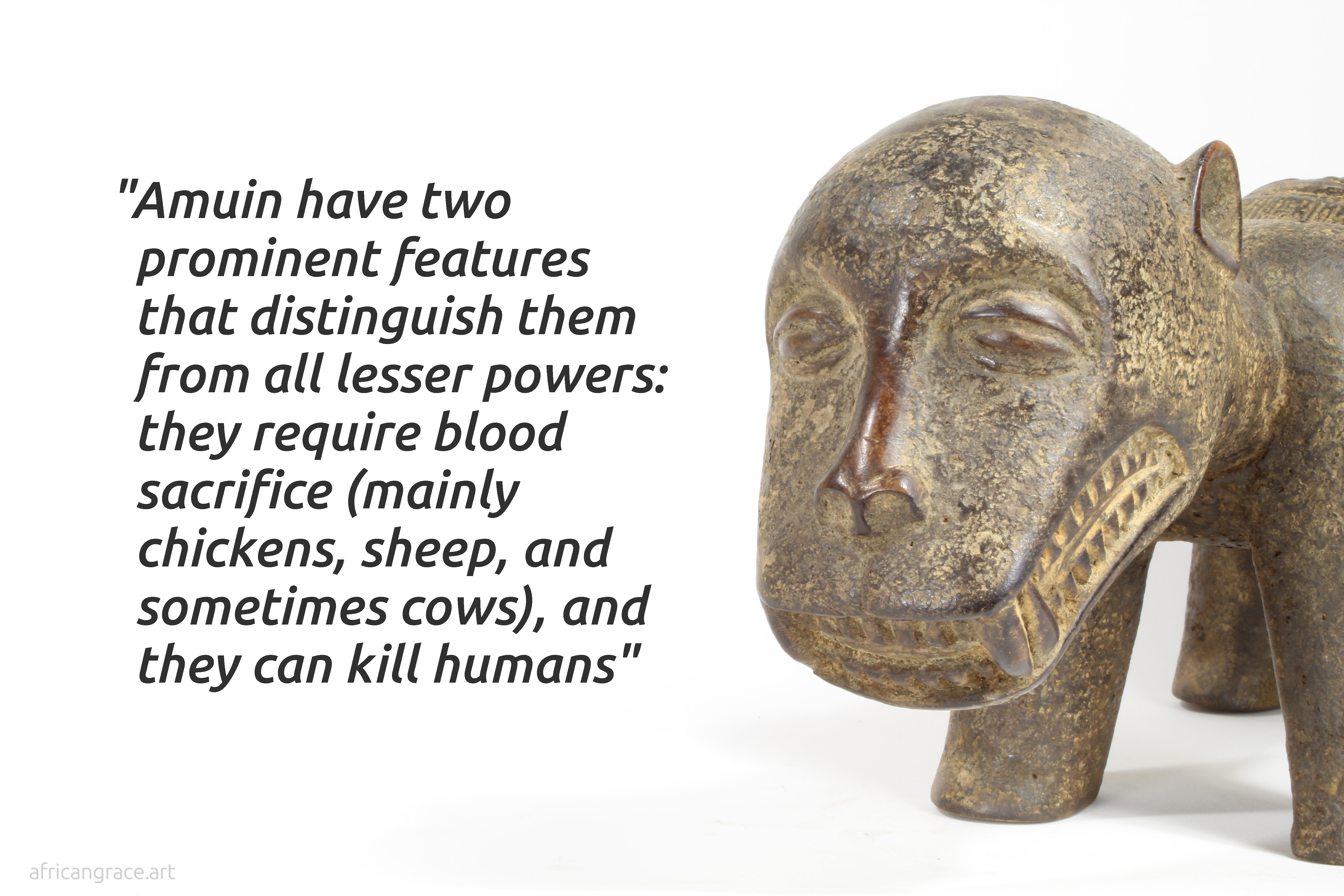 Baule leopard amuin figure left head profile with text